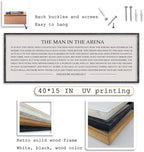LuZhiQiang The Man in the Arena Wall Decor 40''x15'' Inspirational Quotes Office Wood Framed Sign Rustic Home Motivational Art For Man Entrepreneur Morden Living Room Wall Hanging Decor (Black)
