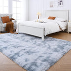 Fluffy Area Rugs for Bedroom 4x6：Grey Plush Area Rug 4x6 - Indoor Modern Shaggy Soft Carpet for Living Room Bedroom Kids Room Nursery (Tie-Dyed Light Gray, 4x6 Feet)