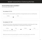 MODE Industrial Room Darkening Collection 1 1/8" Diameter Industrial Curtain Rod Set with Steel Wall Mounted Adjustable Curtain Rod, Blocks Light, Fits 72” to 144” Windows, Brushed Gold