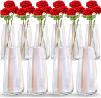 Thenshop 10 Pcs Glass Flower Vases for Centerpieces 8.4" Tall Modern Style Vase Bulk for Bouquet for Home Wedding Party Table Decor House Gifts(Iridescent)