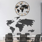 30 Inch Extra Giant Large Wall Clock Oversized,Black Big Metal Modern Decorative Silent World Map Wall Clock with Vintage Gold Arabic Numeral for Office,Living Room,Kitchen,Dining Room Decor