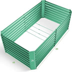 Land Guard 8×4×2 ft Galvanized Raised Garden Bed Kit, Galvanized Planter Raised Garden Boxes Outdoor, Oval Large Metal Raised Garden Beds for Vegetables(Green)…
