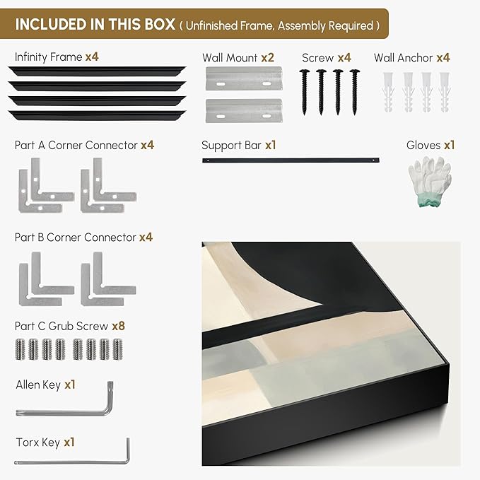 SIGNWIN 36"x72" Extra Large Framed Wall Art Modern Neutral Abstract Geometric in Black and Beige, Clean Minimalist Design for Home Living Room Bedroom Decor (Frame Assembly Required)