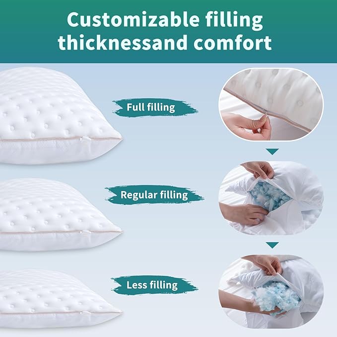 Pillow for Side and Back Sleepers Side Sleeper Pillow for Neck and Shoulder Pain Side Sleeper Bed Pillows Queen Size with Adjustable Shredded Memory Foam Filling