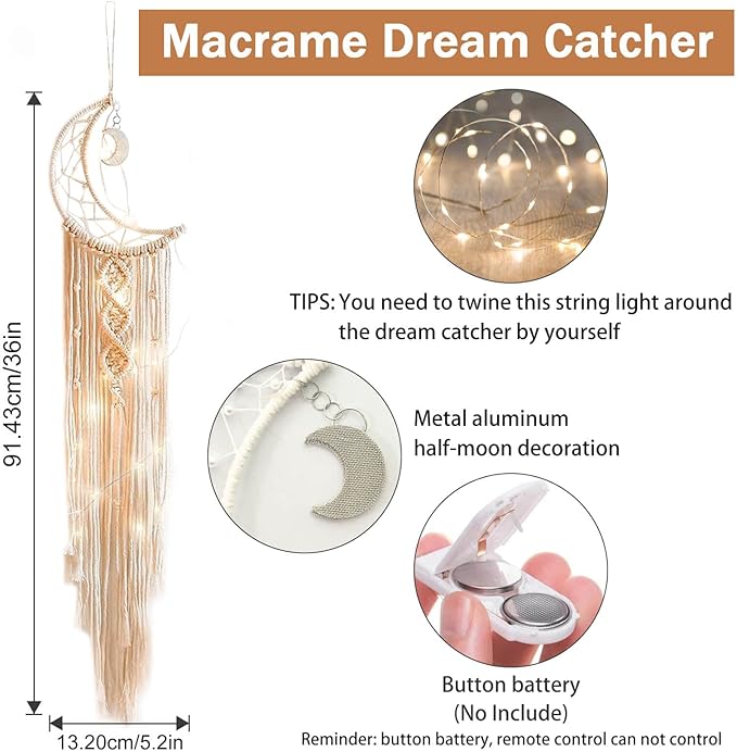 Homecor Gifts for Teenage Girls, Hanging Photo Display & Moon Dream Catchers, Christmas Teen Girls Gifts Ideas Ages 10 11 12 13 14 Years Old, Macrame Wall Decor Boho Bedroom Dorm Aesthetic Room Decor