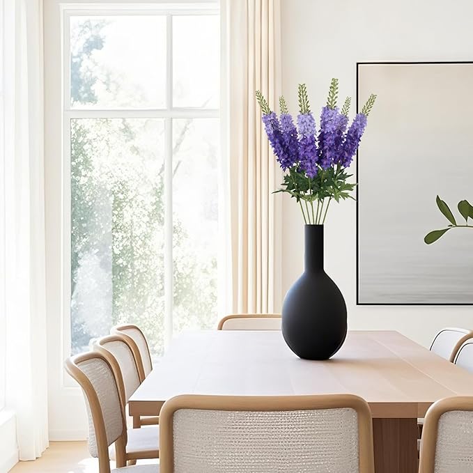 6PCS Delphinium Artificial Silk Flowers 29.5" Purple Fake Flowers Long Stem Faux Hyacinth Flowers for Tall Vase Wedding Home Garden Decor (Bluish Violet)