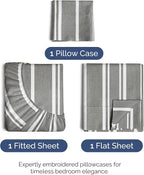 Twin Size 3 Piece Sheet Set - Comfy Breathable & Cooling Bed Sheets Set - Hotel Luxury Bedding for Women, Men, Kids, Teens, Boys & Girls - Deep Pockets, Soft, Wrinkle Free - Oeko-Tex - Grey Stripes 3
