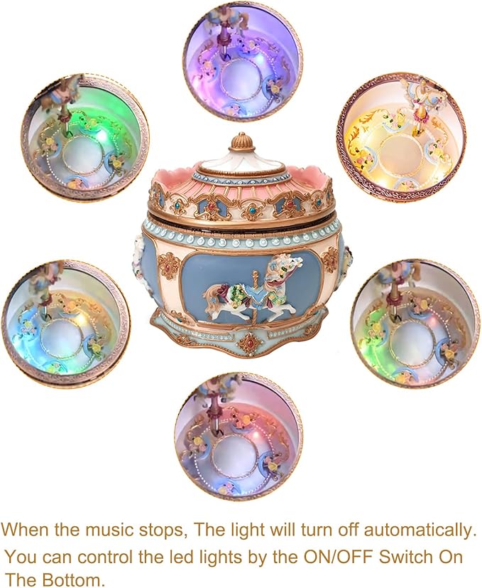 You are My Sunshine Music Box Carousel Horses Unicorn Musical Box with Sankyo 18-Note Wind Up for Kids Girls Christmas Birthday Gifts