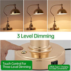 Vintage French Gold Desk Lamp Decorative Table Lamp for Home Office Living Room Bedroom Desk Light, Rustic Industrial Farmhouse Antique Library Study Desk Lamp E26 LED Bulb Included