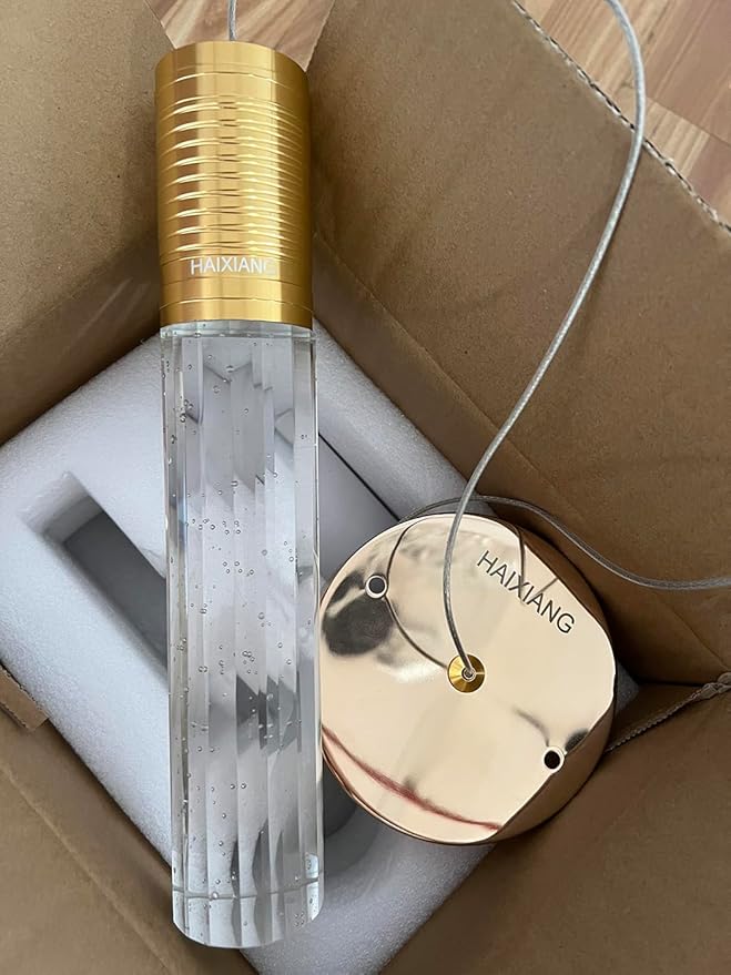 Set of 3 Pendant Lights for Kitchen Island, White Light, Gold Crystal Linear Pendant Lighting, Bar Corner LED Light Fixtures Glam Drop Light