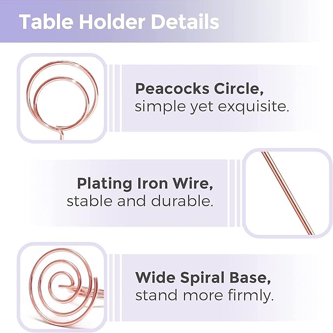 Table Number Holders 20Pcs - 2 Inch Mini Place Card Holder Short Table Number Stands for Wedding Party Graduation Reception Restaurant Home Centerpiece Decorations Office Memo (Rose Gold)