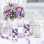 200PCS Purple White Faux Pearls Beads for Centerpiece Vases, Vase Filler Faux Pearls, No Holes Filler Beads for Party Anniversary Birthday Wedding Table Decor, 10/14/20/30mm