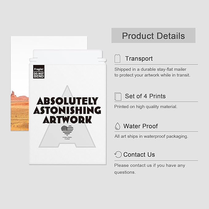 SIGNWIN Poster Bathroom Decor 8"x10"x 4, Wall Art Room Decor Multicolor for Living Room, Bedroom, Office Arizona Texas Mountain Valley Landscape Nature Wilderness Photography Decorative Southwest