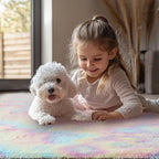 Rainbow Rug for Girls Bedroom: Fuzzy Rugs for Kids Room - Rainbow Carpet for Bedroom Decor