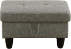 Ottoman Rectangular Storage Ottoman Bench, Flannel Footrest Stool Footstool with Lid for Living Room, Bedroom, Entryway, Gray, 28.5"x19"x17.5"