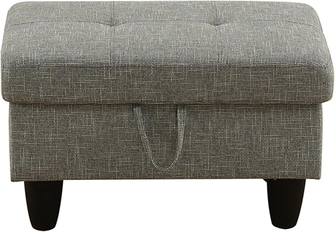 Ottoman Rectangular Storage Ottoman Bench, Flannel Footrest Stool Footstool with Lid for Living Room, Bedroom, Entryway, Gray, 28.5"x19"x17.5"