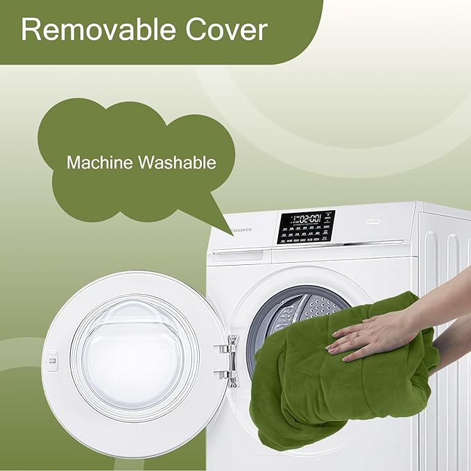 MeMoreCool Square Stuffed Pouf Ottoman Foot Rest, Floor Pouf Foot Stool with Foam Chunk Filling, Soft Stuffed Ottoman Footrest for Living Room, Green