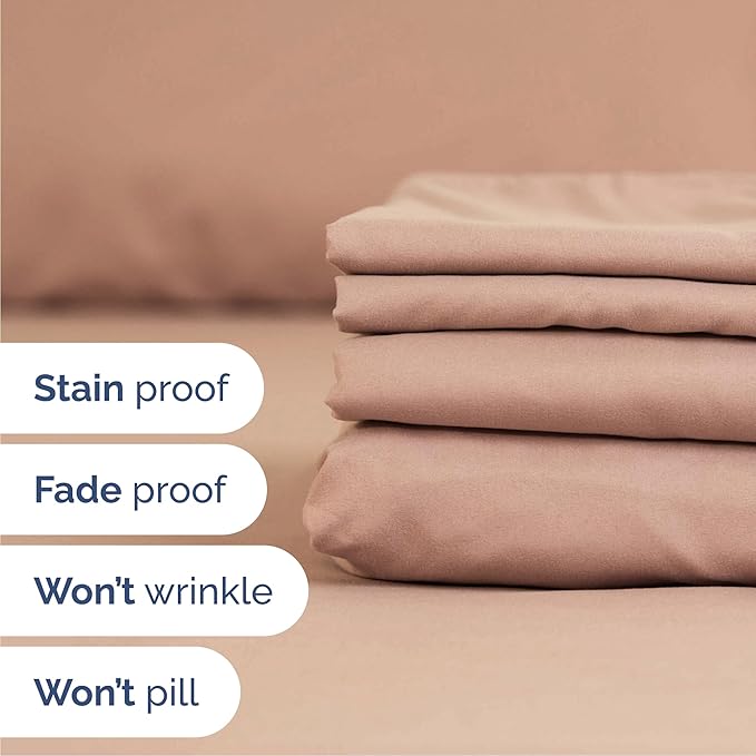 Queen Sheets Set 6 Piece - Includes 4 Pillowcases - Bed Sheets Queen Size - Soft Hotel Luxury Bedding - Cooling, Comfy, Cozy & Breathable - 1 Flat & 1 Fitted & 4 Pillowcases w/ Deep Pockets - Mauve