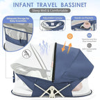 Portable Baby Bassinet Travel Baby Bed, Baby Cribs Travel Pod for Outdoors Baby Lounger Infant Travel Bed with Mosquito Net and Sunshade Canopy, Lightweight Washable