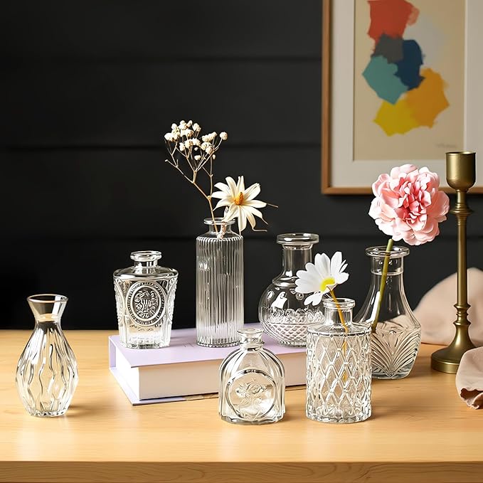 Bud Vases in Bulk 24, Clear Small Glass Vase for Centerpiece Table Decorations, Durable Mini Glass Vases for Flowers, Decorative Flower Vase for Wedding Decor, Party, Home Decor, Housewarming