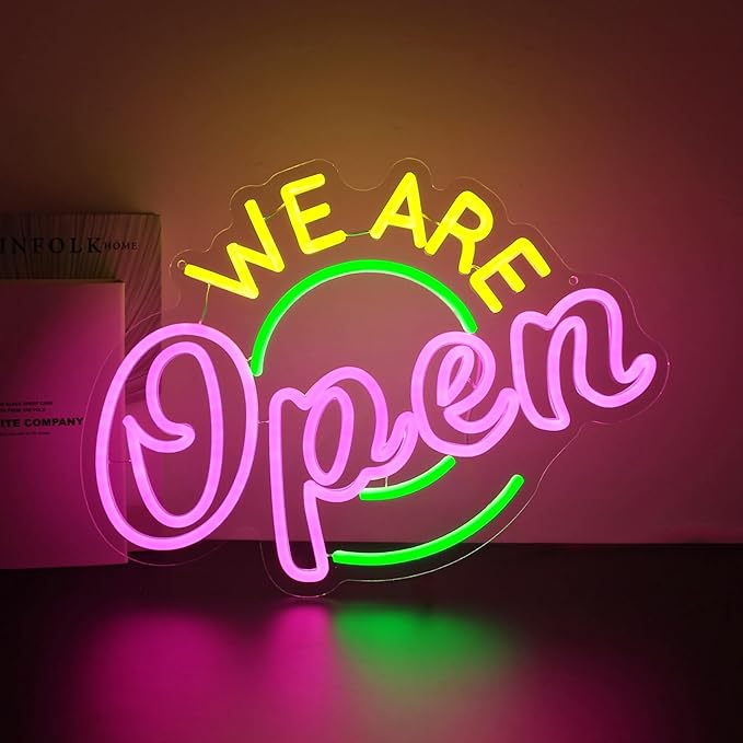 We Are Open Neon Sign, Neon Signs for Wall Decor Neon LED Signs Room Neon Light Up Signs Home Decor for Business Restaurant Cafe Club Party Bar Shop USB Operated