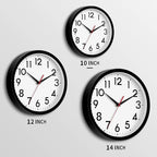 Wall Clock Analog 10 Inch Silent Non Ticking Battery Operated Modern Decorative for Living Room Kitchen Office Bedroom Bathroom(Black)
