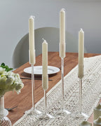 Candle Holder, Glass Taper Candle Tall Candlestick Holder, 4 Different Heights, for Table Centerpiece, Wedding, Party, Clear, 4pcs