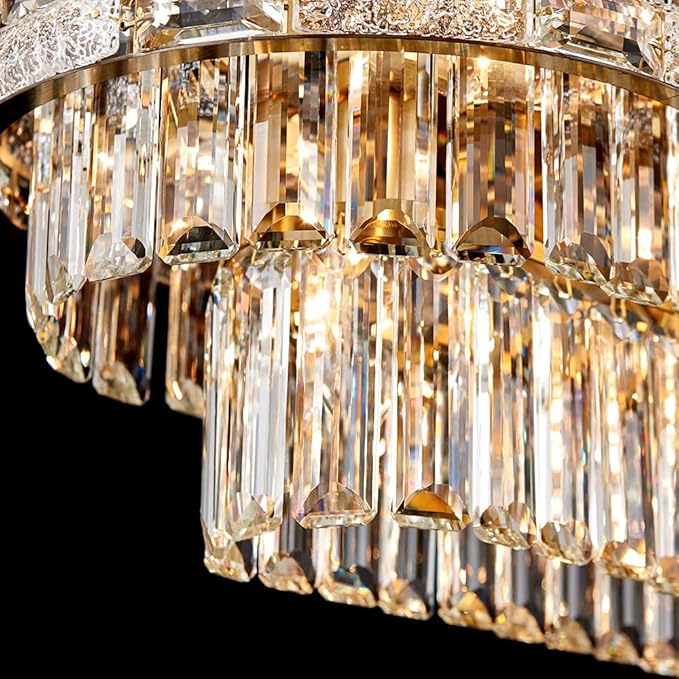 Gold Oval 12-Light Modern Crystal Chandelier for Dining Room Kitchen Island Bar, L34.3 Inch
