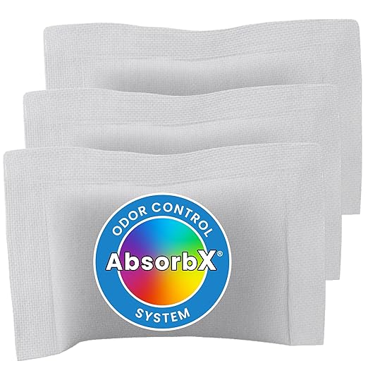 iTouchless Official Trash Can Deodorizer AbsorbX 3-Pack All Natural Activated Charcoal Odor Absorber Stops Garbage Smells, Compost Bin Filter Air Freshener for 8 Gal & Larger Trashcan with Compartment