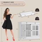 GarveeHome 35.4 in Sideboard Buffet Cabinets with Glass Door, Buffet Cabinet with Storage, White Sideboard Cabinet with Drawer, Modern Buffets & Sideboards for Dining Room, Kitchen