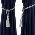 Fenghuangwu Curtain Tiebacks Tassel Tie-Backs, Rope Curtain tie Backs Handmade Curtain Holdbacks Made from Polyester (Light Blue, 2p)