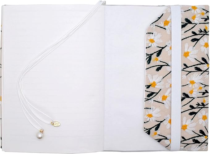 BLBMH Embroidery Book Covers for Paperbacks Fit for 5.5x8.5 inch Adjustable Book Sleeve Cover for Women Over 15 Soft Cloth Protector for Privacy Notebook Novels - Daisy 3