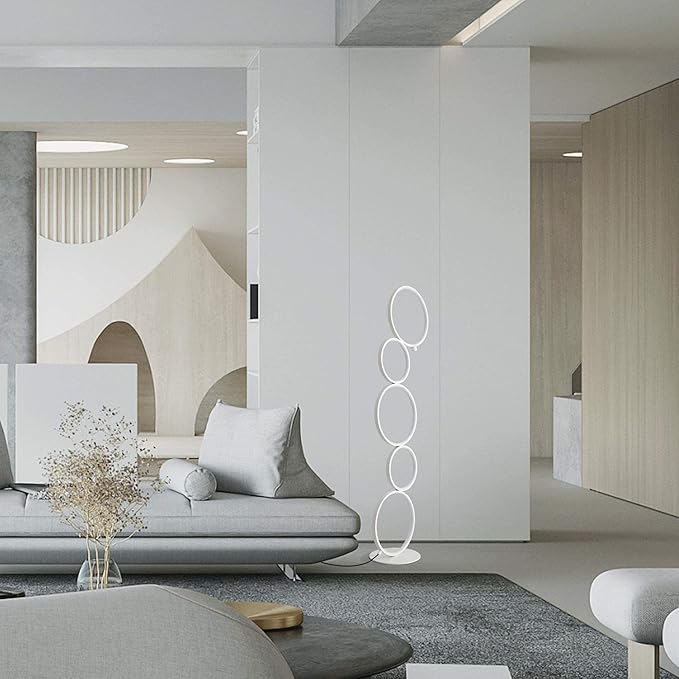 SomSom Modern LED Floor Lamp - Very High Brightness, Indoor Lamp - Living Room Standing Light - Alternative to Halogen - Built in Touch Dimmer - White