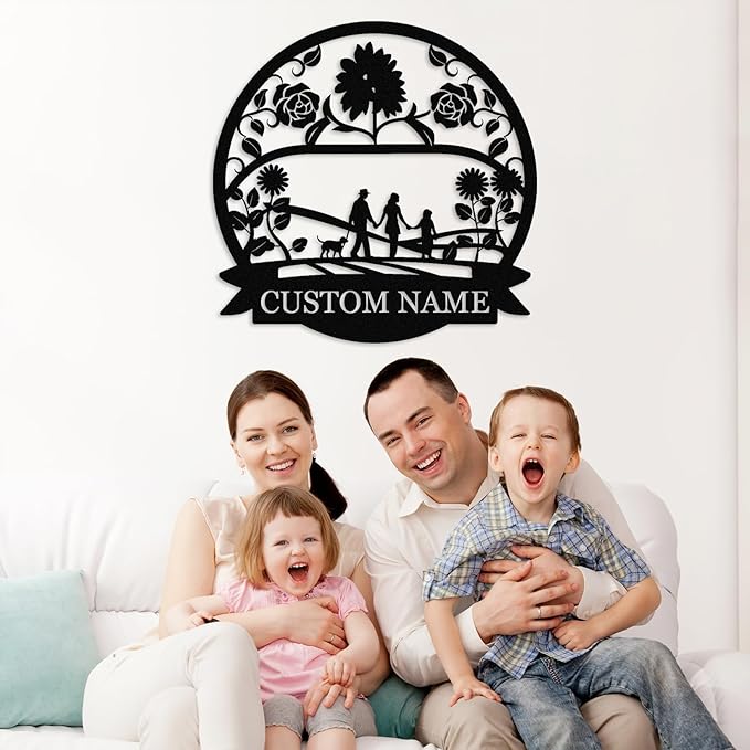 Personalized Family Name Sign, Custom Family Signs Metal Wall Decor, Family Wall Art, Metal Signs Customized, Family Wall Decor for Living Room, Rustic Hanging Decoration Sign, Housewarming Gifts