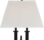 Possini Euro Design Deacon 26" High Industrial Modern Desk Lamps Set of 2 USB Port AC Power Outlet Gooseneck Black Metal Oatmeal Shade Home Office Living Room Charging Bedroom Bedside Nightstand