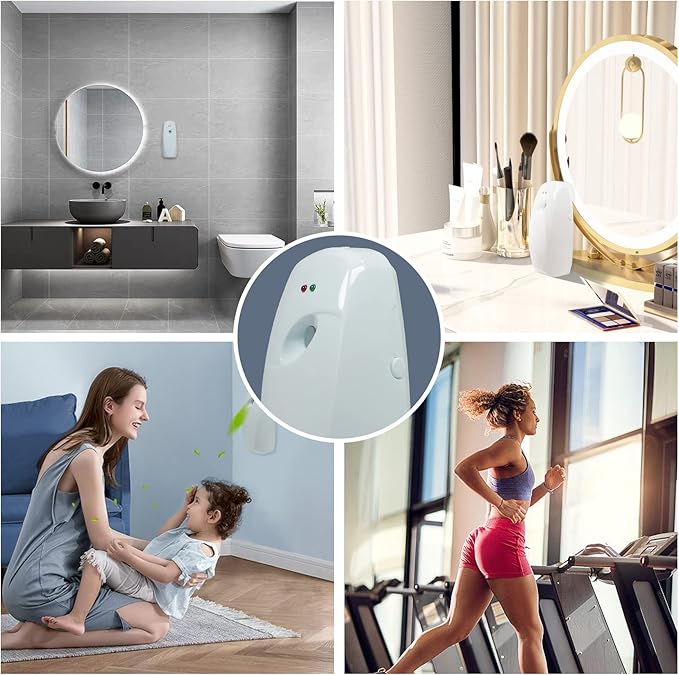 Automatic Air Freshener Spray Dispenser (2-Pack) ，Free Standing or Wall Mounted Automatic Aerosol Spray Dispenser Adjustable Aromatherapy Machines for Bedrooms, Bathrooms,Offices, Hotels (White)