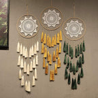 Artilady Macrame Dream Catchers for Bedroom - Tassel Wall Hanging Handmade Dreamcatchers Home Decor with Tassel Feather Ornament Craft Blessing Gift (Beige)