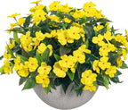 UUqueeten15.7” Fall Decorations for Home Fake Fall Flowers Fake Plants Artificial Impatiens Bouquet Flowers for Outdoors Silk Faux Flowers Impatiens Plants Decor Indoor Planters 8PCS(Yellow)