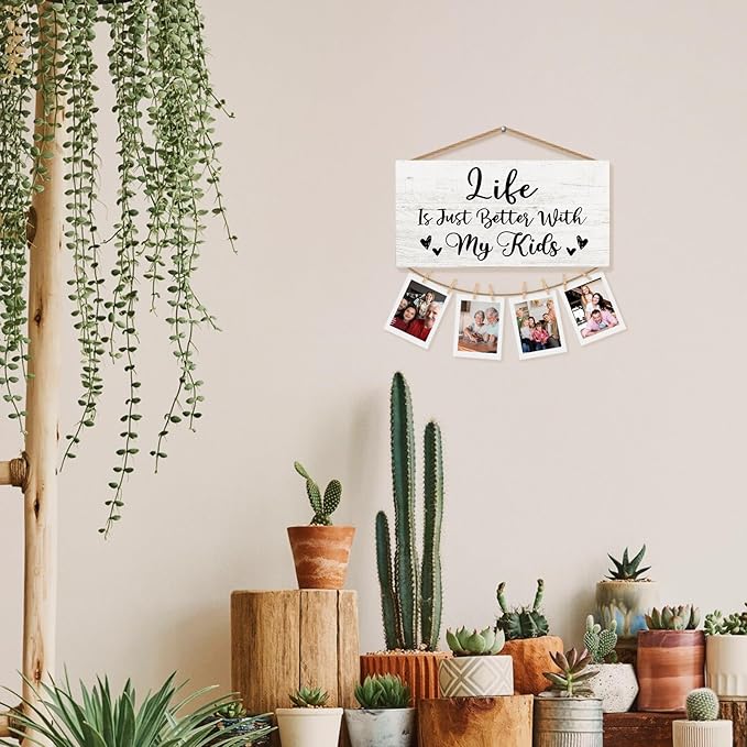 Kids Gifts Picture Frame Photo Holder for Wall, Mom Gift from Kid, Mom of Kids Boys Girls Gift, Life Is Better with My Kid Mothers Birthday Gifts Hanging Photo Display