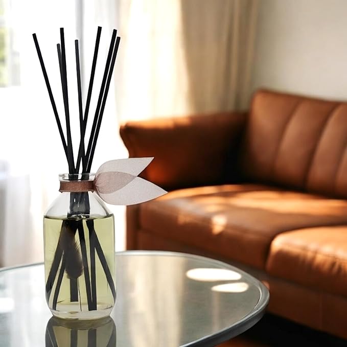 LOVSPA Reed Diffuser Set, Santal (Sandalwood) Scented Oil Diffuser with Sticks, Home Fragrance Accessories for Bathroom Shelf Decor, Aroma Diffusers for Home or Office Fall Decor, USA Made