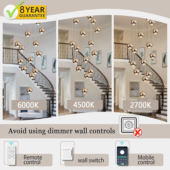 Staircase Chandelier Crystal Ceiling Lights Large Chandeliers for High Ceilings Crystal Raindrop Chandelier High Ceiling Light for Living Room Stair Entryway Hallway Foyer