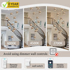 Staircase Chandelier Crystal Ceiling Lights Large Chandeliers for High Ceilings Crystal Raindrop Chandelier High Ceiling Light for Living Room Stair Entryway Hallway Foyer