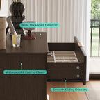 LINSY HOME Fluted Dresser for Bedroom with 5 Drawers, 46" Tall Mid Century Modern Dressers, Wide Boho Chest of Drawer, Large Wood Accent Storage Cabinet for Living Room, Curved Profile Design, Walnut