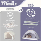 Sumbababy Toddler Bed Tent Canopy: Lights & Flags Indoor Floor Bed Kids Tent Playhouse - Foldable Twin Bunk Bed Curtains - Girls & Boys Bedroom Privacy Space Sleeping Tents Gifts (Large Gray)