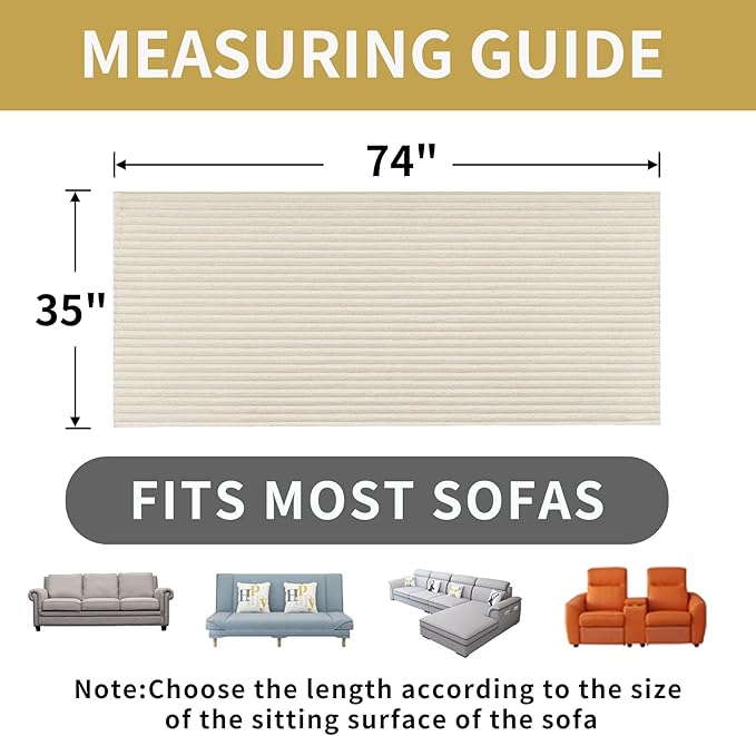 HAOMAIJIA Waterproof Couch Cover for Dogs Washable,Fuzzy Pet Couch Covers for Sofa,Thick Soft Dog Bed Cover Non-Slip Couch Covers for 3 Cushion Couch Sofa Pet Friendly (Off White, 35" x 74")