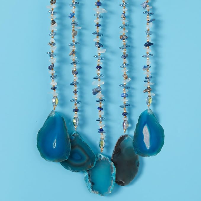 Agate Gemstone Dream Catcher 7 Chakra Tree of Life Dream Catcher with Rainbow Crystal Stones Handmade Dreamcatcher Wall Decor for Adults Boys Girls,Bedroom,Wedding,Garden,Bless Gift(Blue Moon)