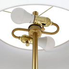 Henn&Hart 2-Light Floor Lamp with Fabric Shade in Matte Black/Brass/White, Floor Lamp for Home Office, Bedroom, Living Room, 61" Tall