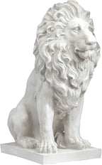 Design Toscano Lion of Florence Sentinel Statue (13 Inches Wide, 21 Inches Deep, 28 Inches High) and Classic Statuary Garden Plinth Base Riser, Large (15 Inches Wide,14 Inches Deep,15 Inches High)