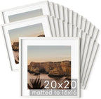 HAUS AND HUES 20x20 Square Picture Frames Set of 25 - Oak Wood Frames with Plexiglass, White