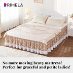 RIMELA Camel Elastic Bed Skirt King Szie 14 inch Drop, Cal King Bedskirt Easy to Put On, Solid Wrap Around Dust Ruffle, Fade Resistant Silky Fabric Machine Washable